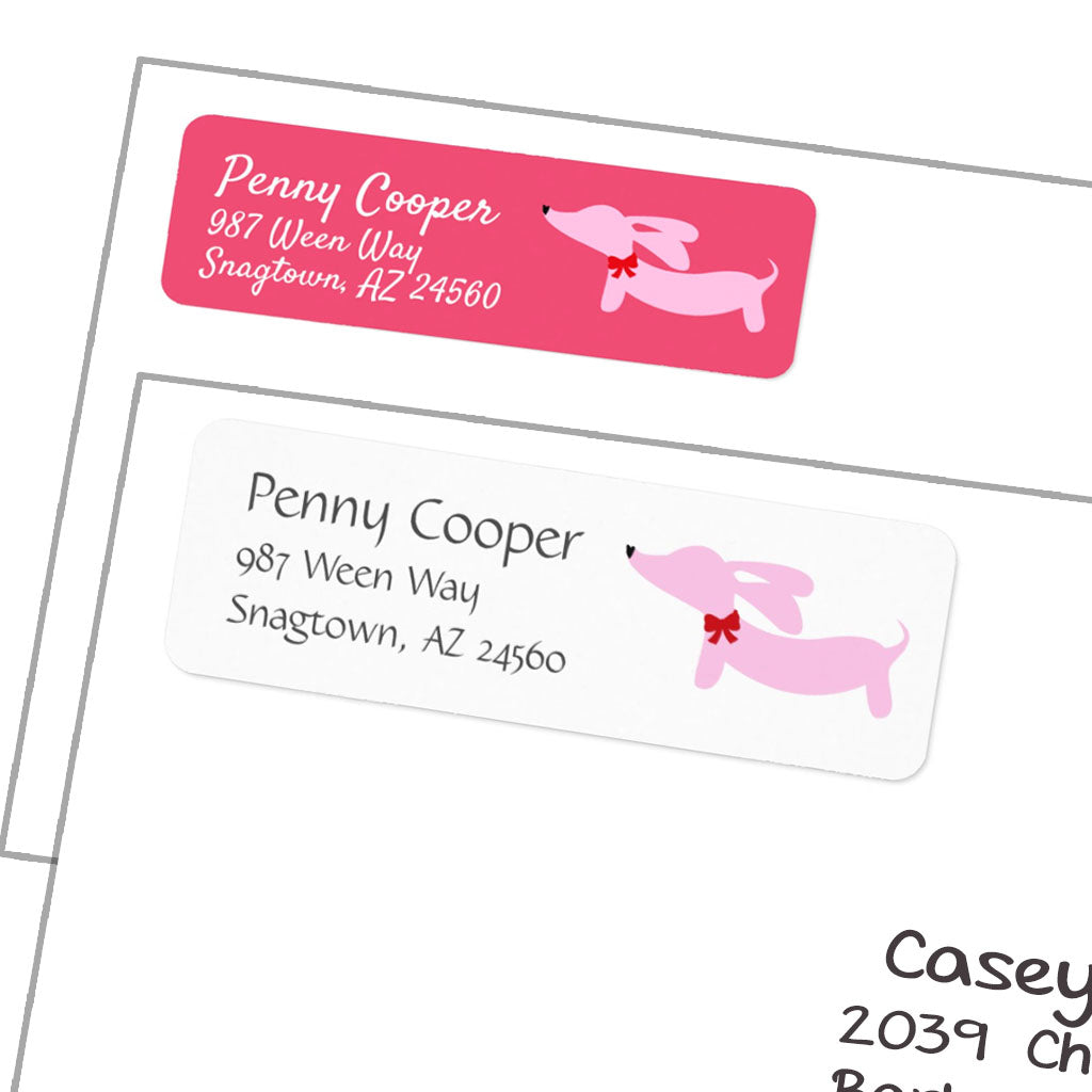 Pink Dachshund Return Address Labels, The Smoothe Store